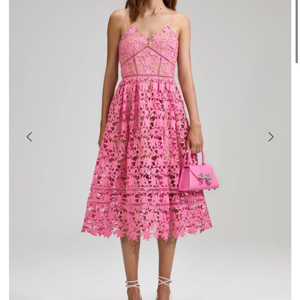 SELF-PORTRAIT
Pink Azaelea Lace Midi Dress